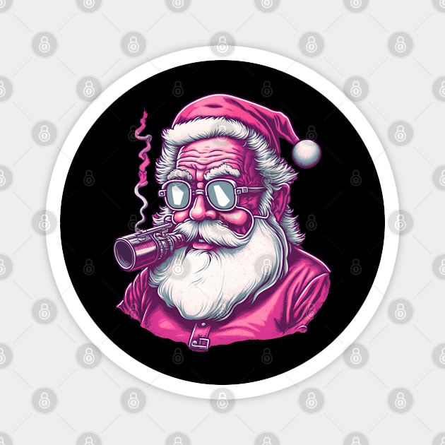 Retro Vintage Pink Santa Claus Magnet by GIFTGROO